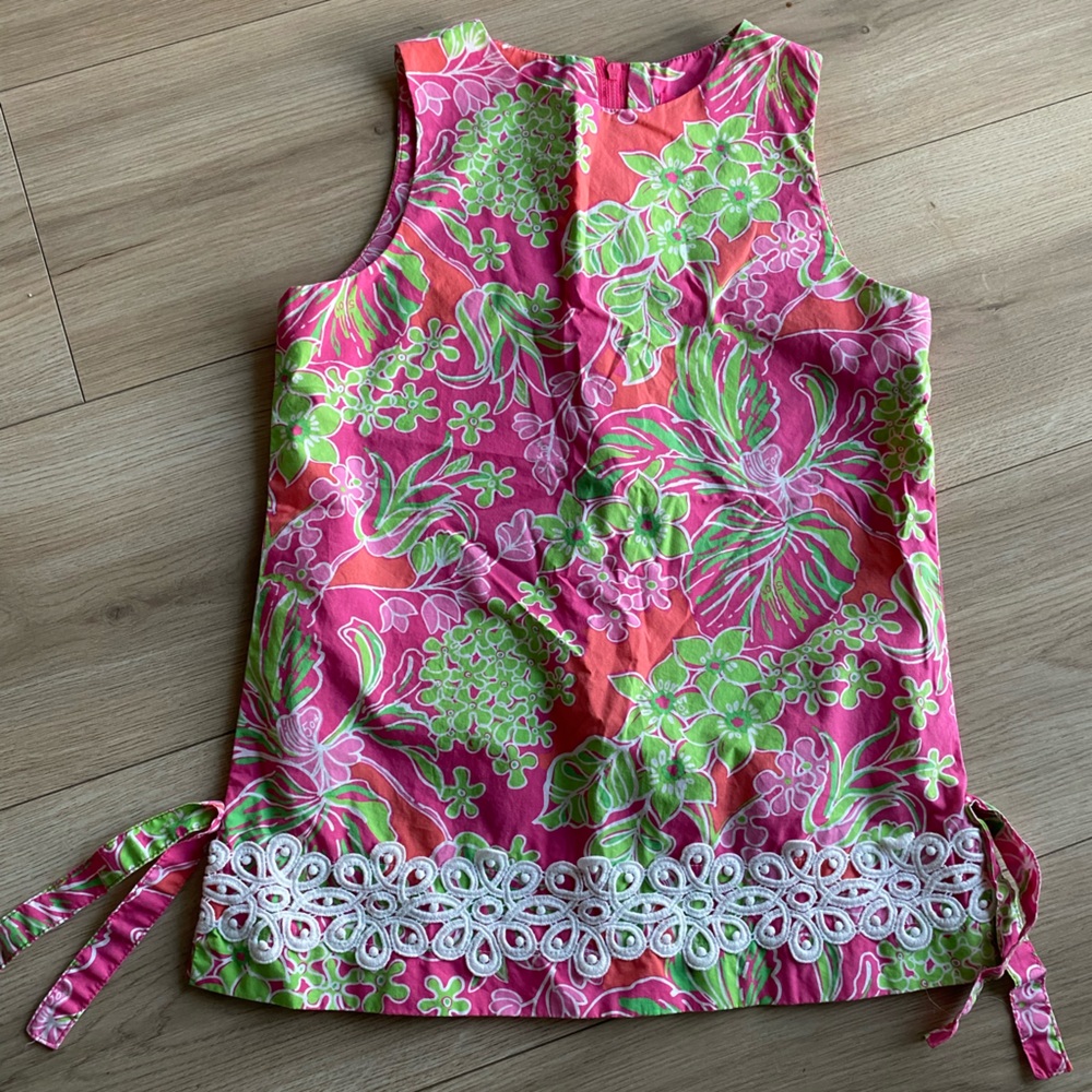 Lilly Pulitzer Pink and Green Floral Kids Dress
